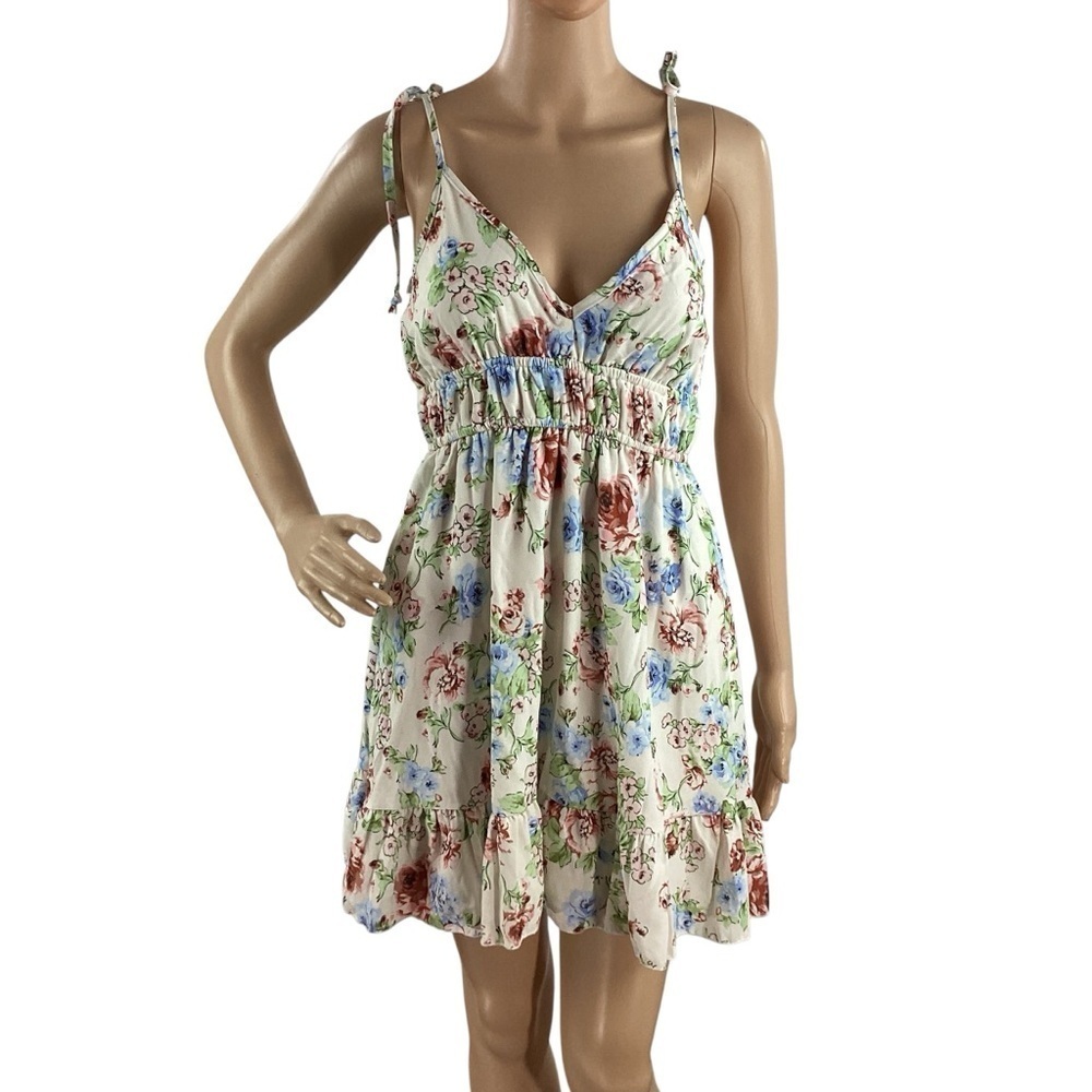 Altar’d State Floral Smocked Mini Dress with Tie Straps Size S